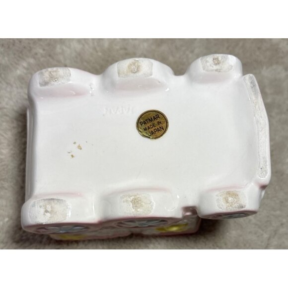 Vintage Patmar Japan Ceramic Train Planter Yellow Birds Baby Arrangement - Picture 9 of 9